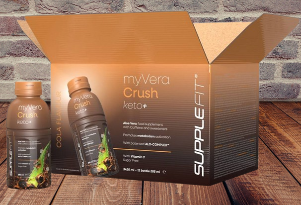 MYVERA CRUSH Keto + | Food supplement with caffeine and sweeteners in 285 ml single-serve bottles (6-pack) - 1710 ml